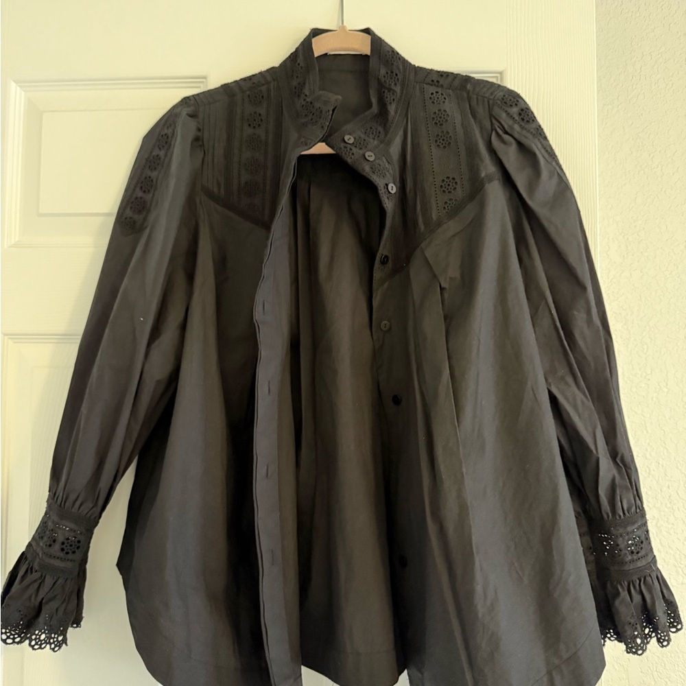 Rebecca Taylor Black Poplin blouse NWOT